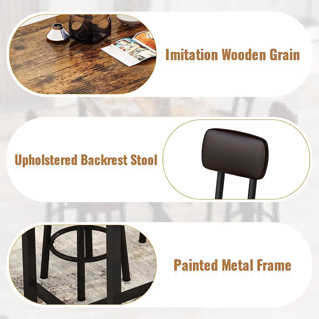Faux Wooden 5-Piece Table Set with 4 Upholstered Chairs J42347