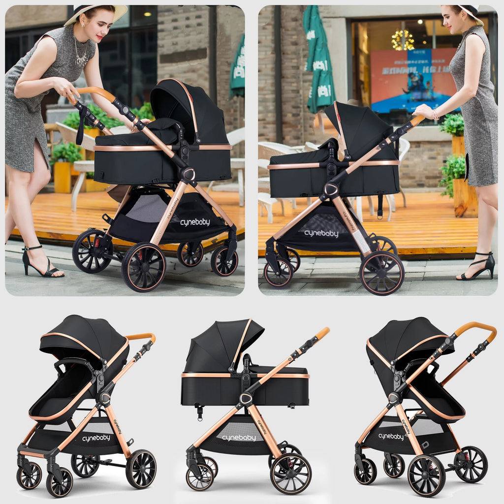 2 in 1 Convertible Baby Stroller Bassinet, Black F885