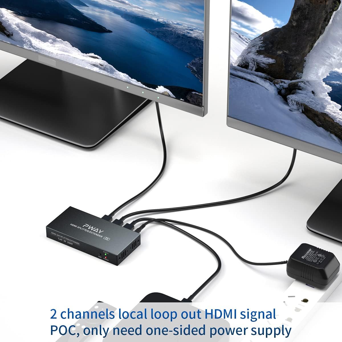 HDMI Extender Splitter 1x2 4K 30Hz Over Ethernet Cable 70m S693330