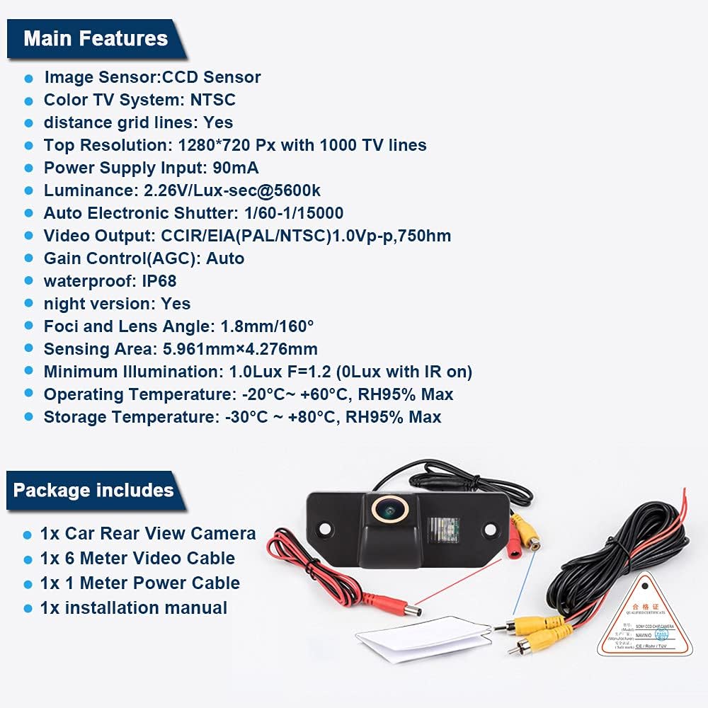 Car Backup Camera Waterproof Night Vision Wide Angle Pack of 2 G4310