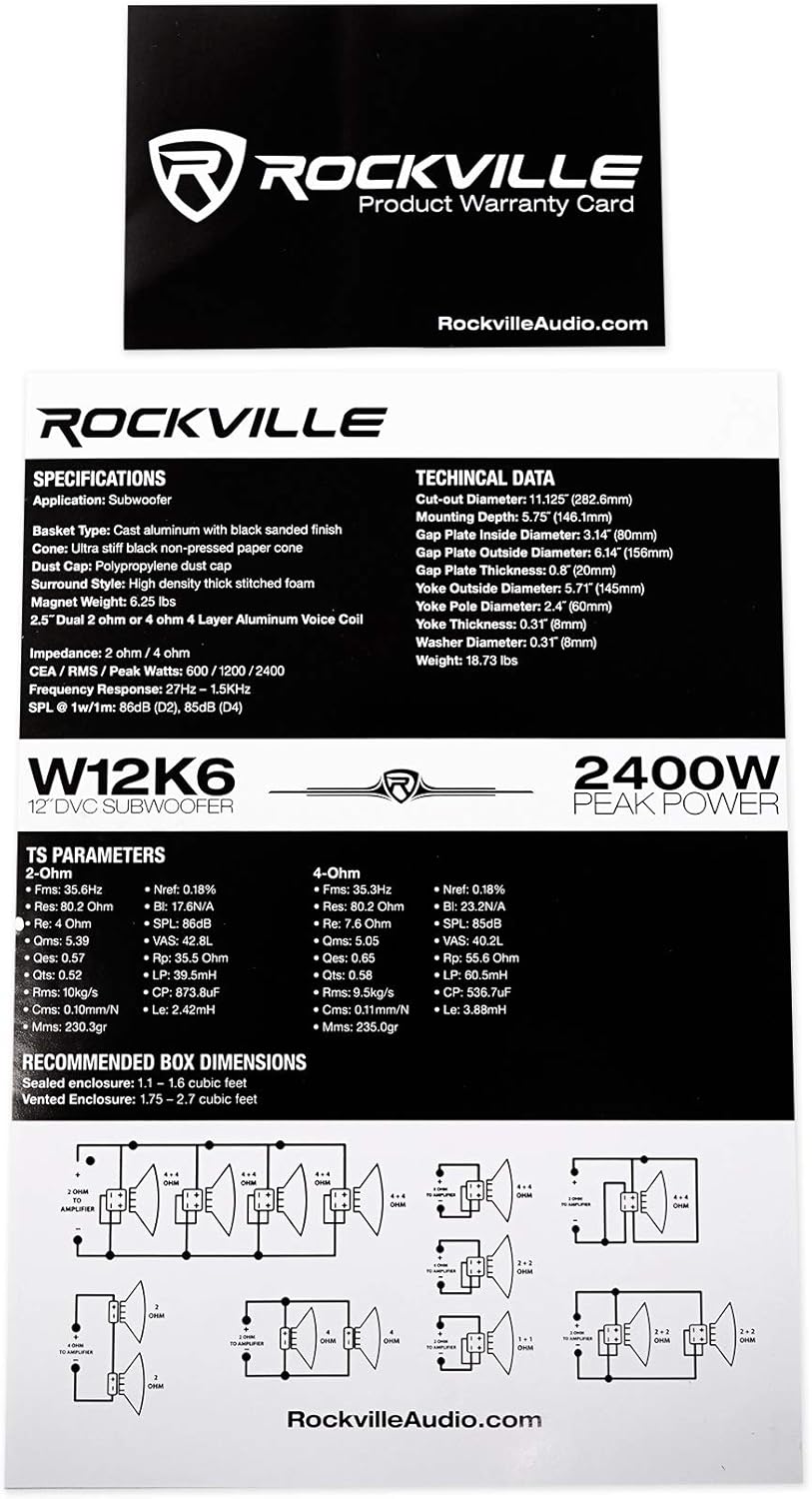 12 Car Audio Subwoofers with Mono Amplifier and Amp Kit I838626