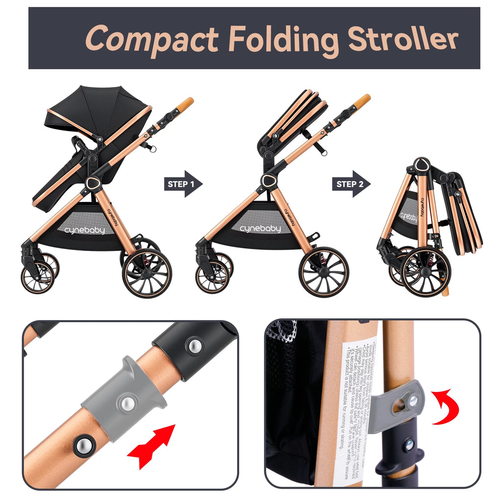 2 in 1 Convertible Baby Stroller Bassinet, Black F885