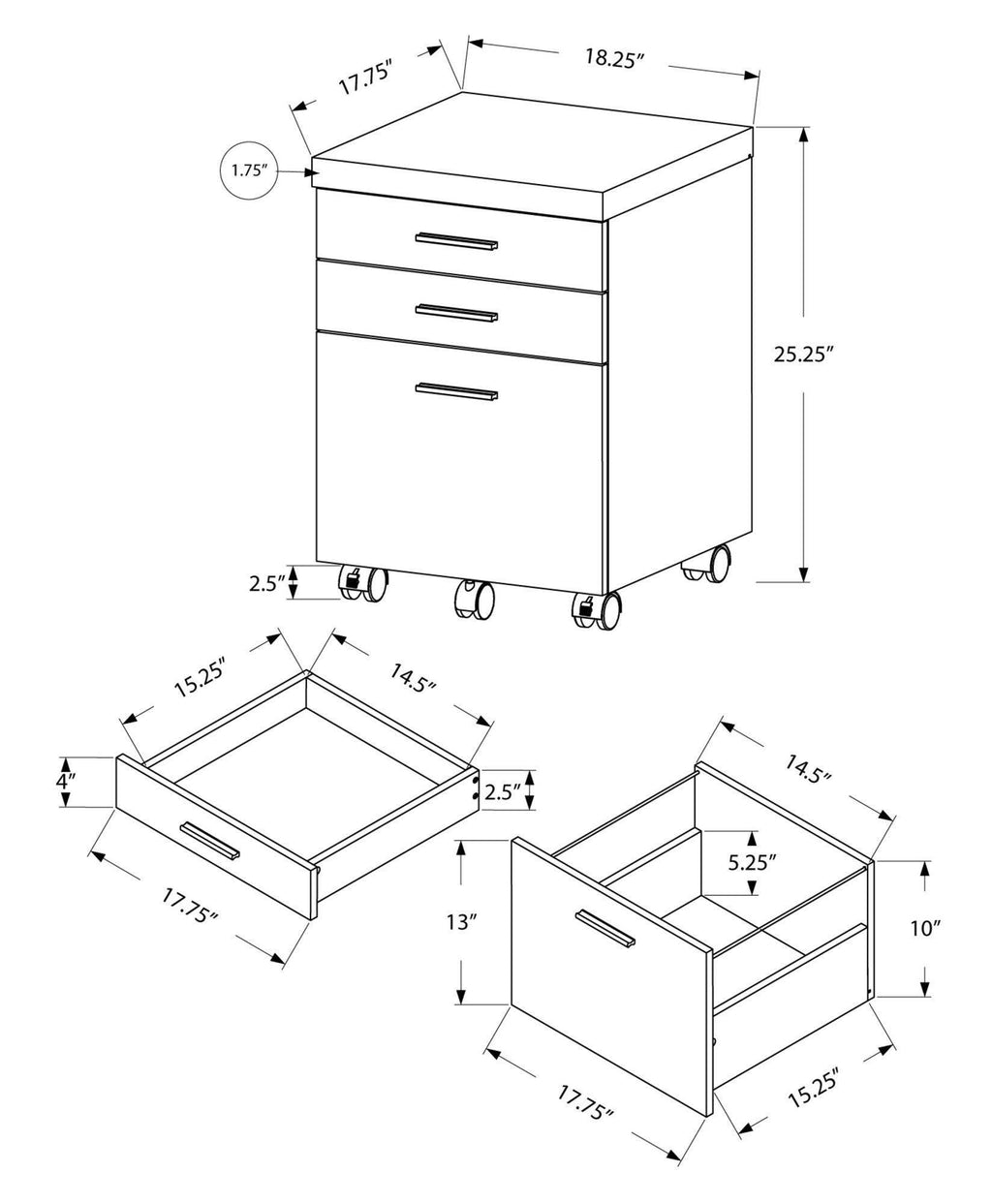 3 Drawer Particle Board and MDF Filing Cabinet M32207