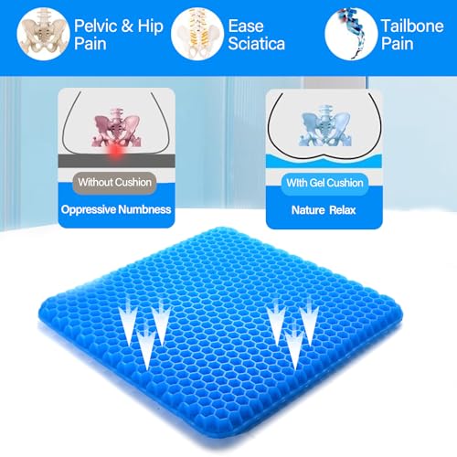 Large Cooling Gel Seat Cushion with Non-Slip Cover L6051