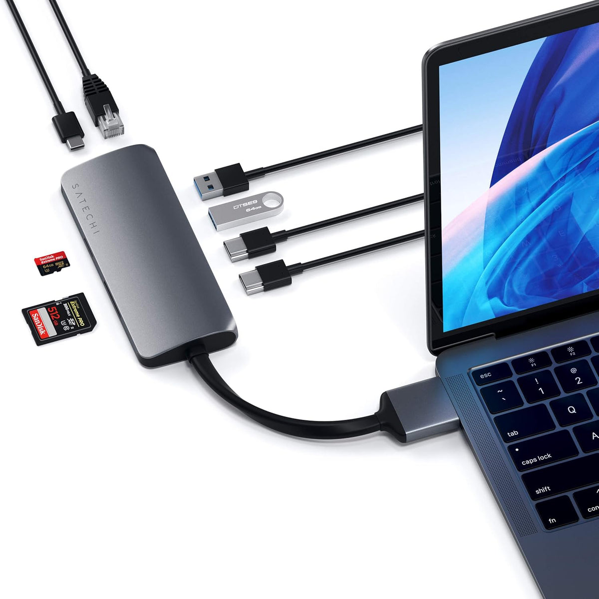Type-C Dual Multimedia Adapter with Dual 4K HDMI, USB-C PD, Gigabit Ethernet, Micro/SD Card Readers, USB 3.0, Space Gray K5327