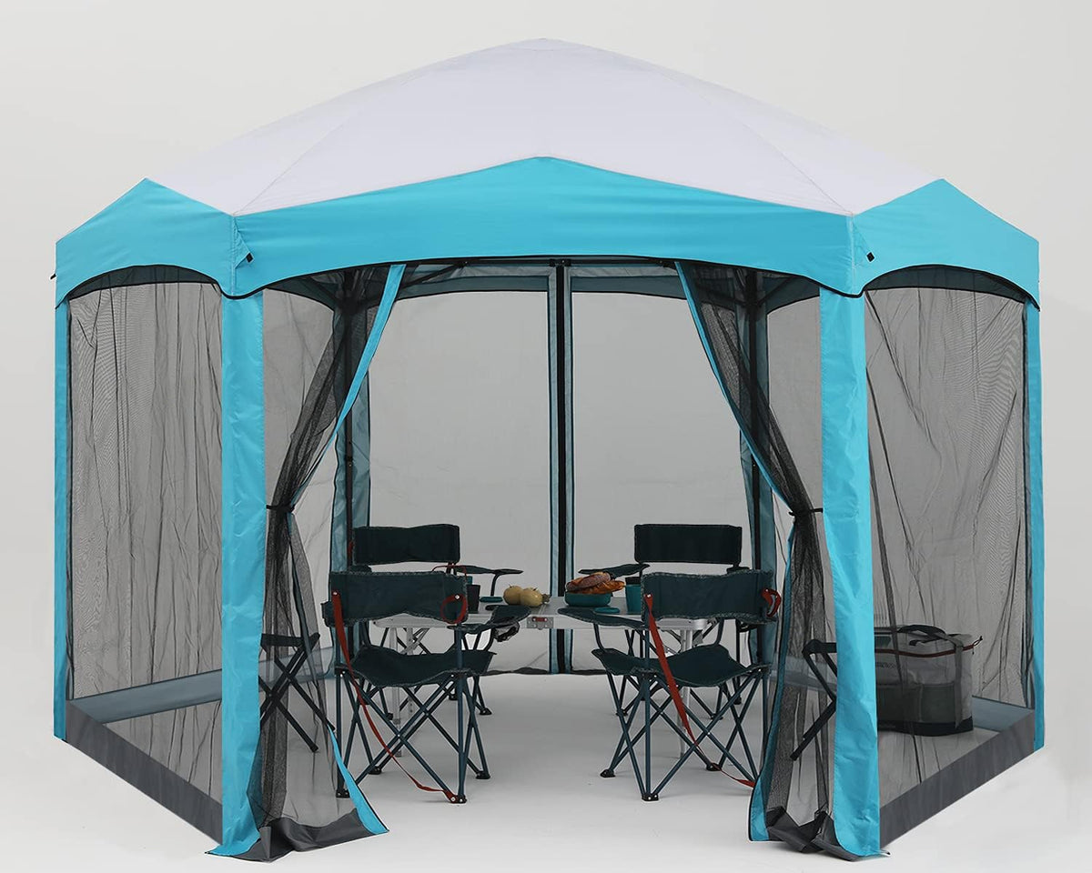 Pop Up 6 Sided Instant Screened Canopy Tent 12x10Ft White W832