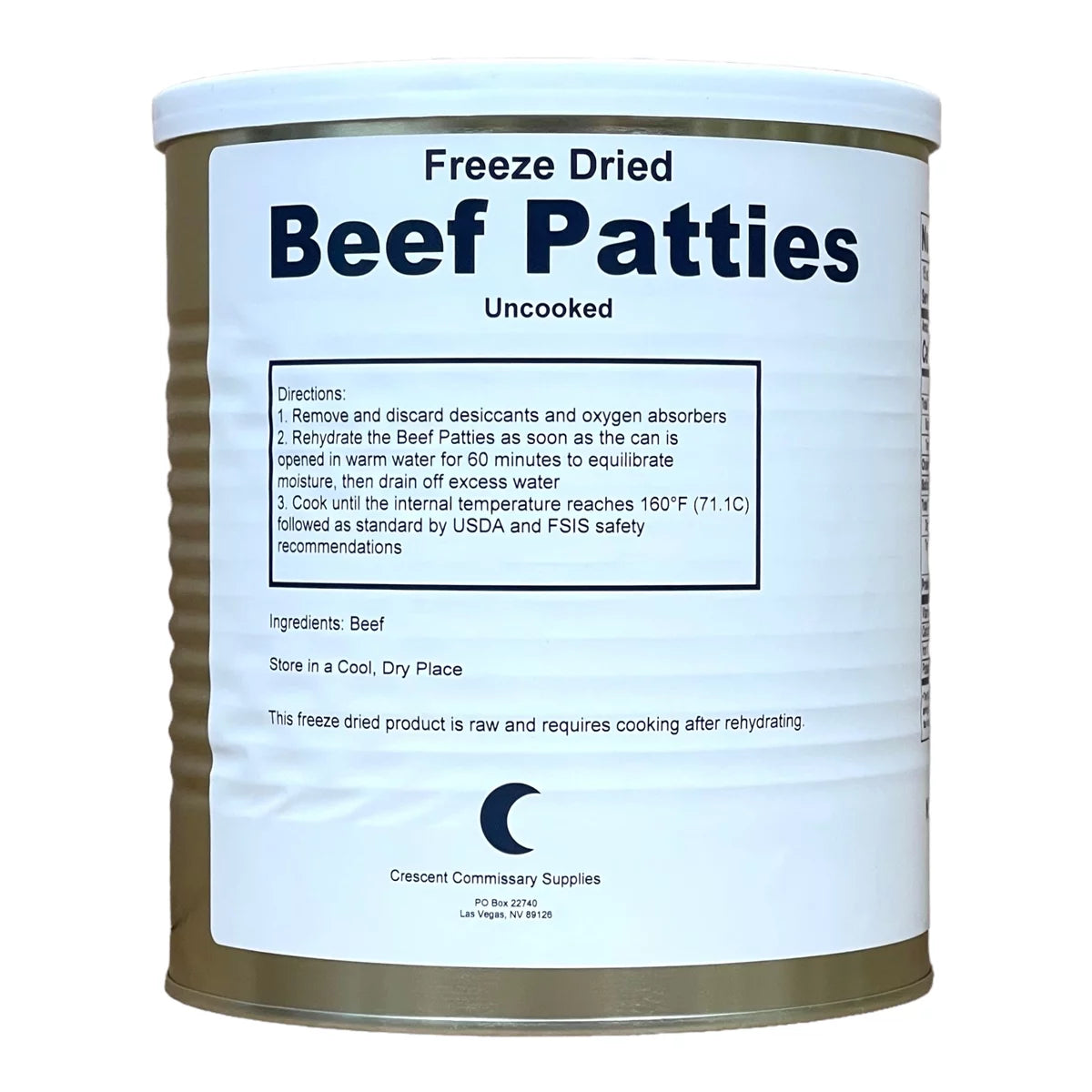 15-16 Thick Patties Freeze Dried Hamburger Ground Beef Patties in a #10 Can Y9861