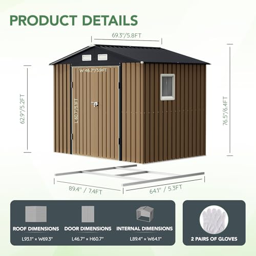 Brown Outdoor Steel Storage Shed O477