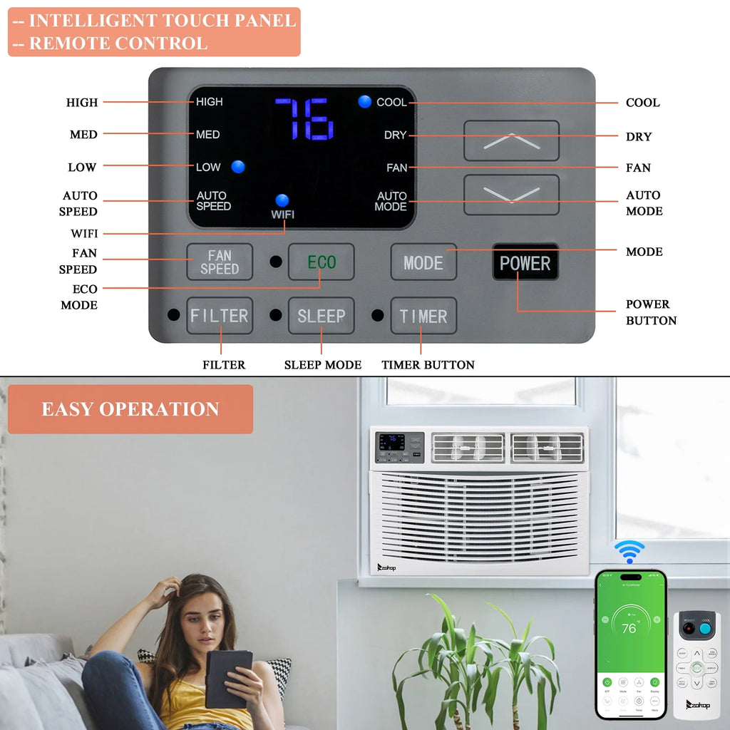 12000BTU 115V White Window-Mounted Air Conditioner with Remote Control G787614