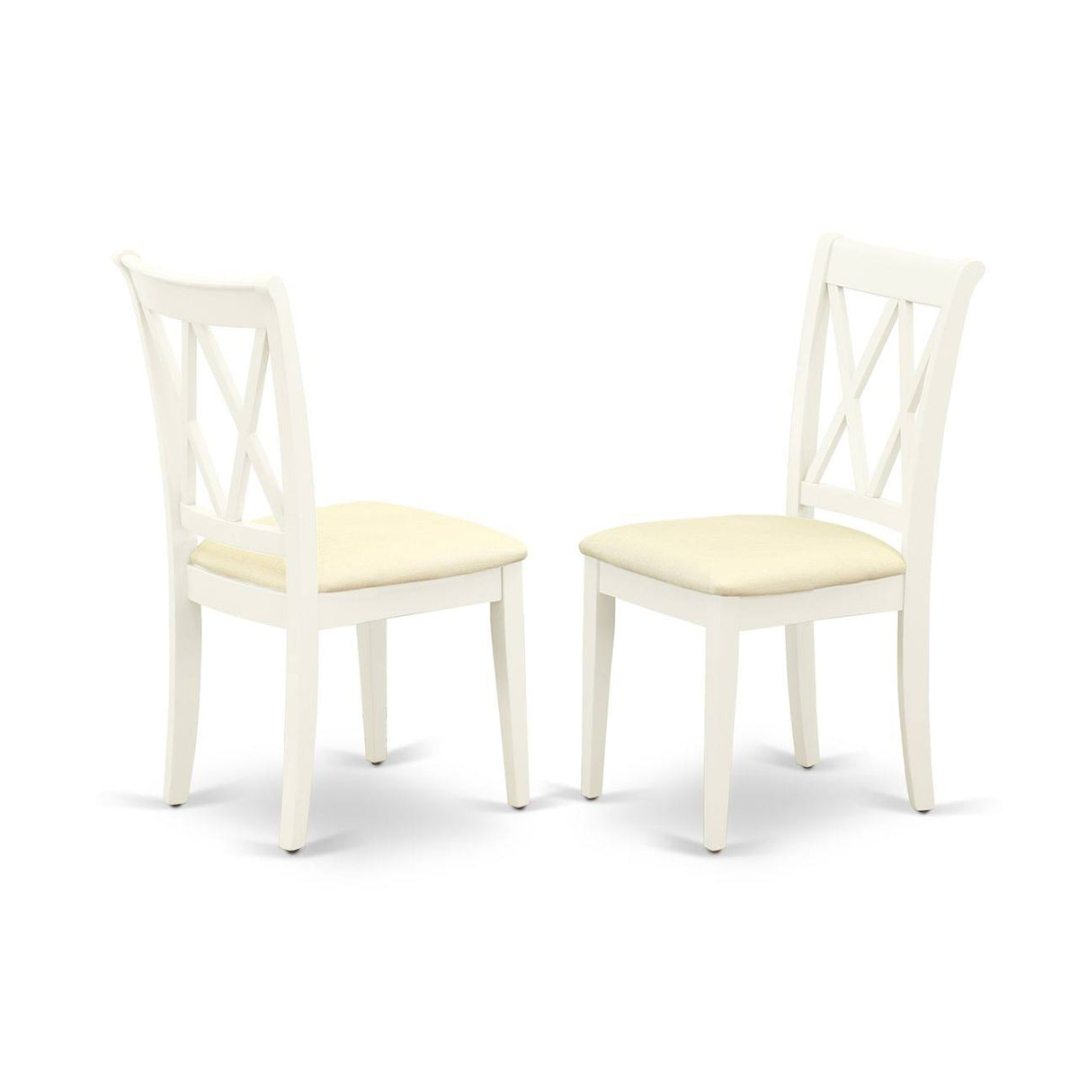 Set of 2 Linen White Fabric Upholstered Chairs S3635