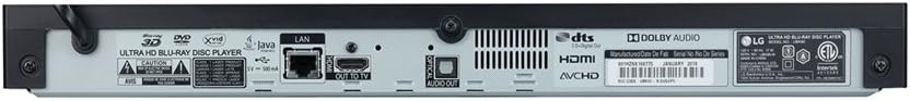4k Ultra-HD Blu-Ray Player with HDR Compatibility, HDMI Cable Black J602099