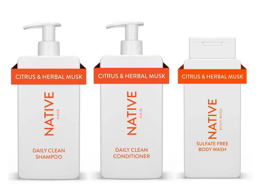 Citrus & Herbal Musk Shampoo, Conditioner, & Body Wash Set, Sulfate & Paraben Free, 16.5 oz Z127539