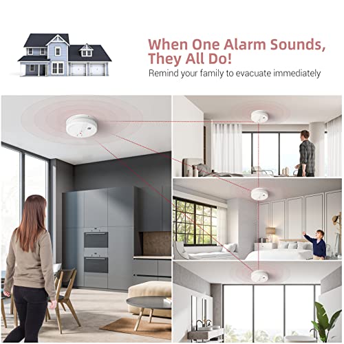 Hardwired Interconnected Photoelectric Smoke Detector with Replaceable 9V Battery G9755