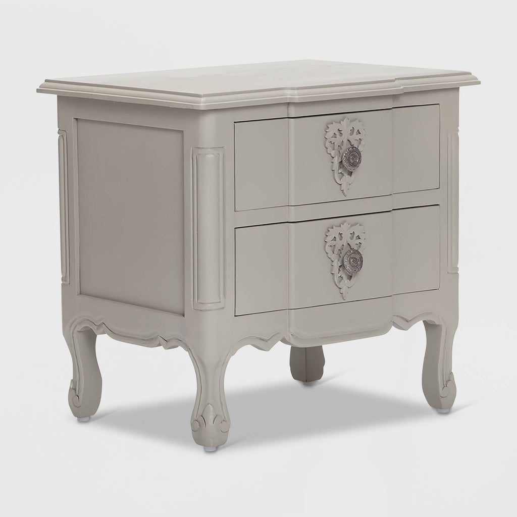 Gray Side Table with Two Drawers P255