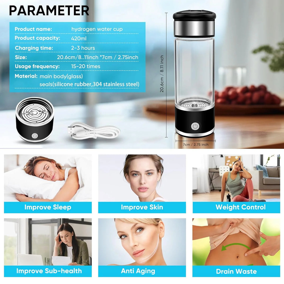 Hydrogen Water Bottle Generator Q755356