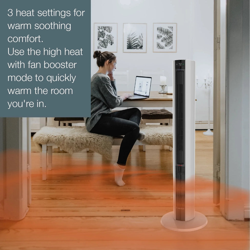 1500W Tower Fan & Space Heater with Timer and Remote P5464
