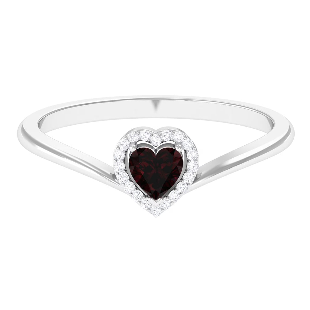 Heart Promise Ring with Diamond Halo, 925 Sterling Silver A744815