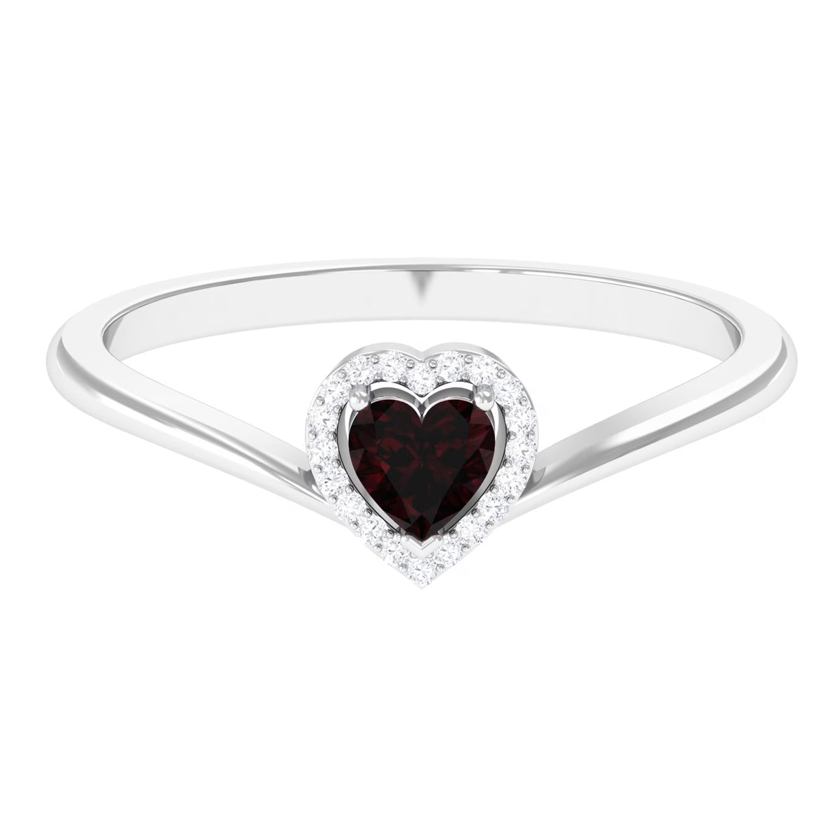 Heart Promise Ring with Diamond Halo, 925 Sterling Silver A744815