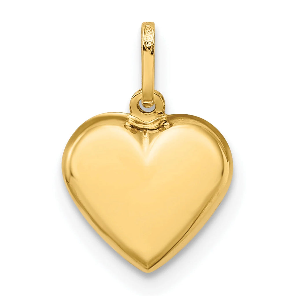 14K Yellow Gold Puffed Heart Charm Pendant S72845