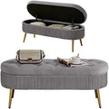 Faux Fur Ottoman Bench with Golden Metal Legs B621532