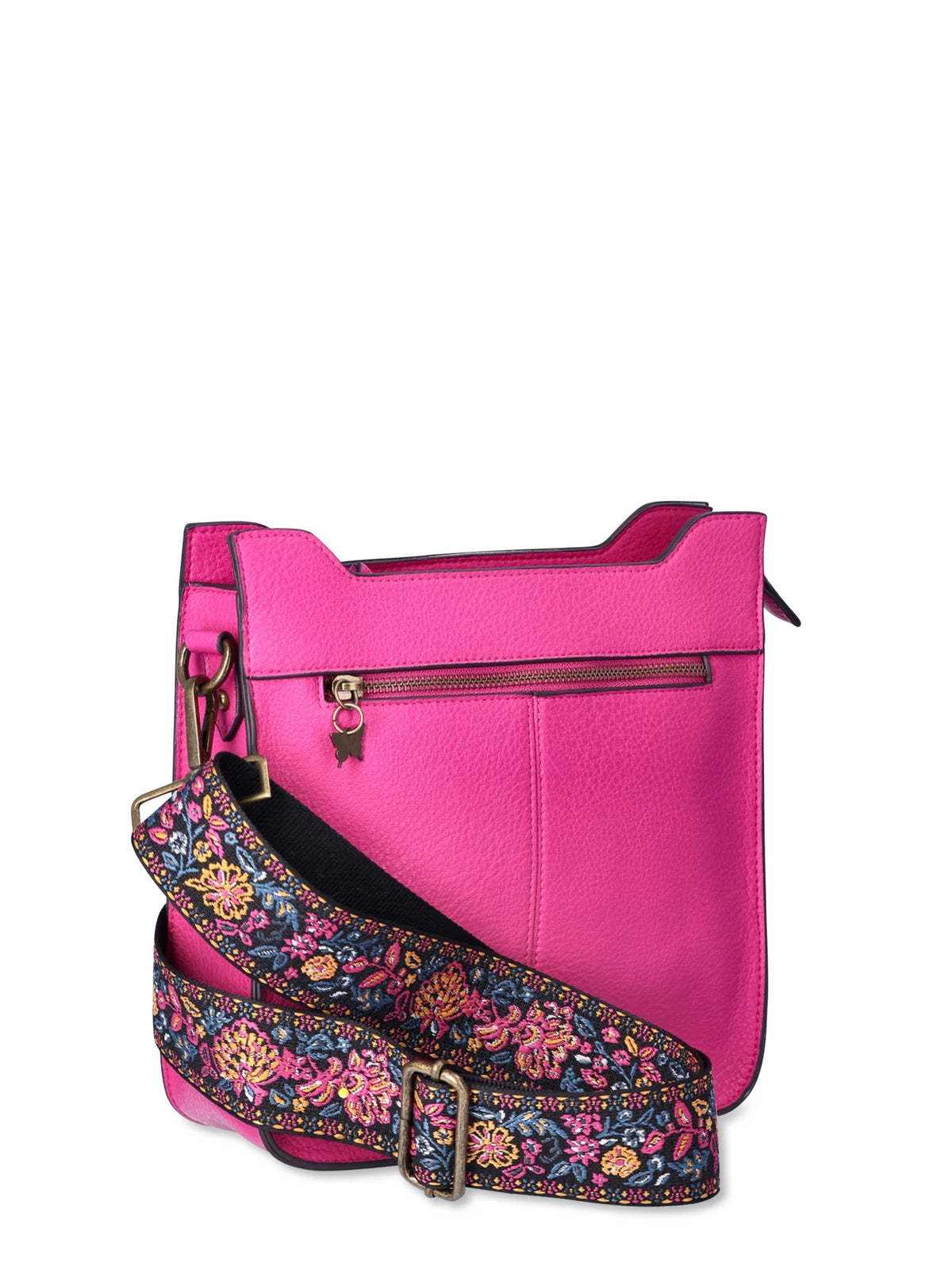 Festival Fuchsia Medium Crossbody Handbag with Guitar Strap T512