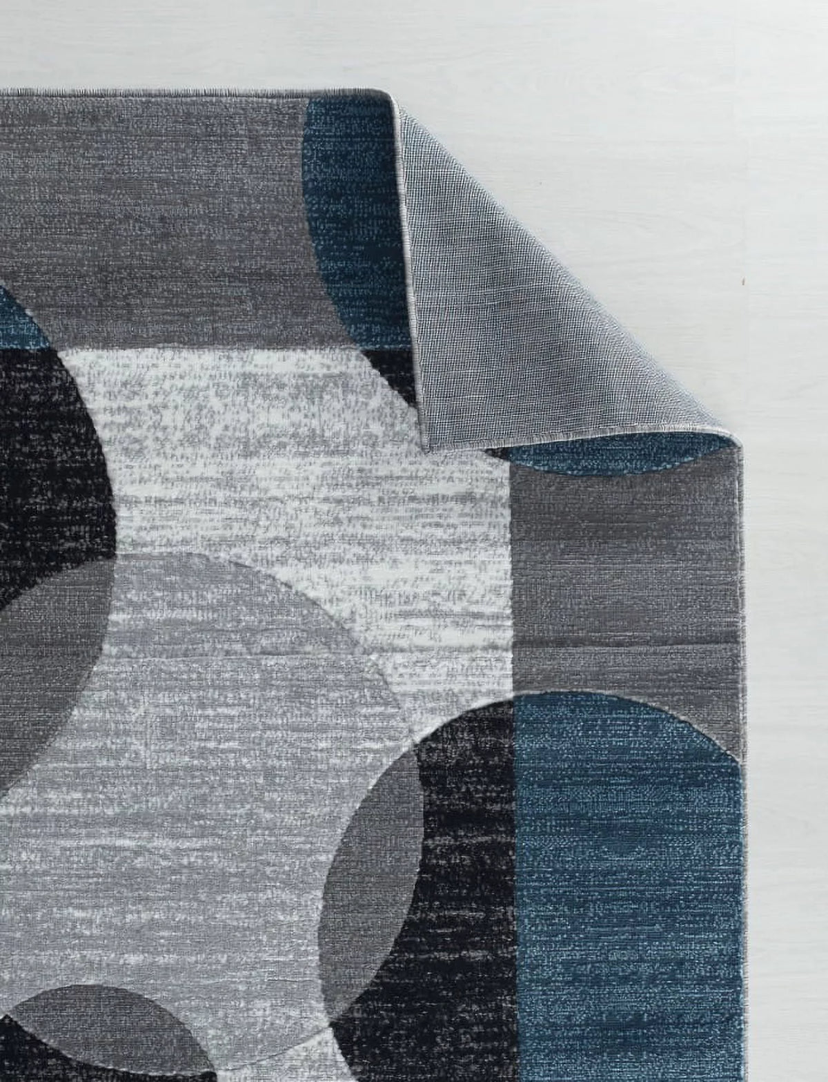 Blue Black White Grey Abstract Area Rug M9762