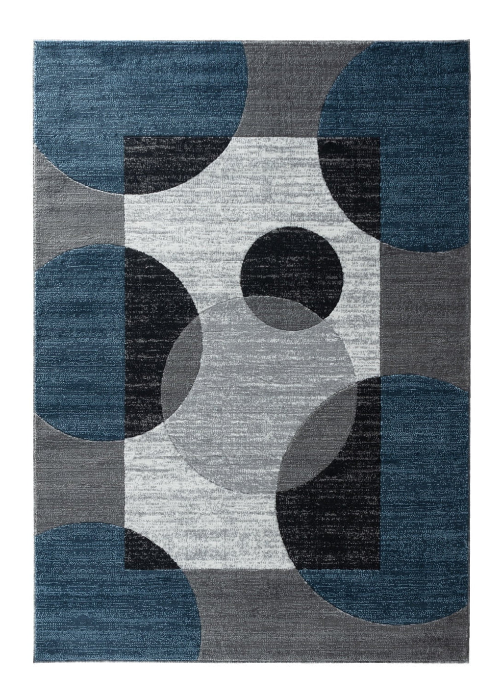 Blue Black White Grey Abstract Area Rug M9762