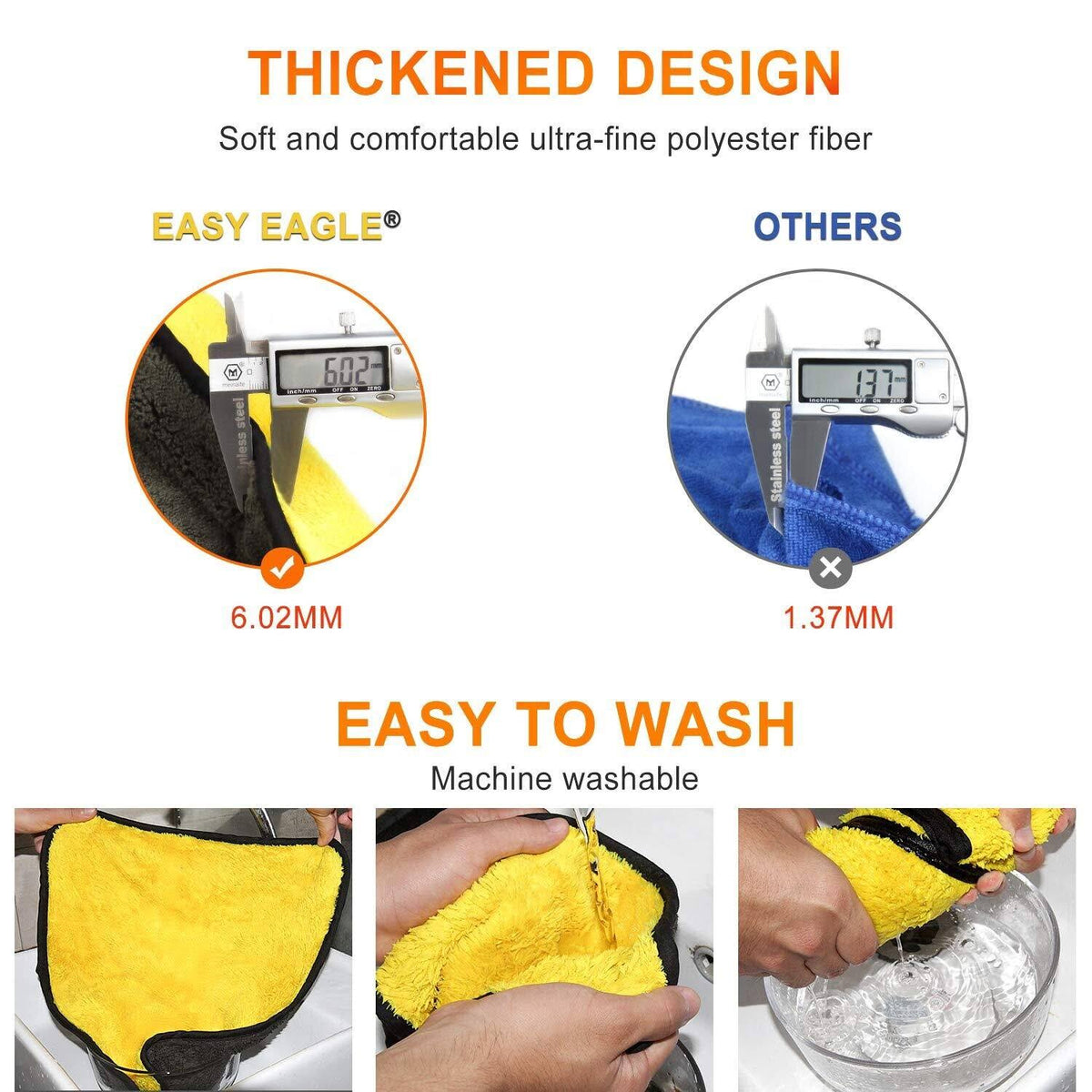 Microfiber Car Drying Towel 38x44CM, 1200gsm, Pack of 3 P2013