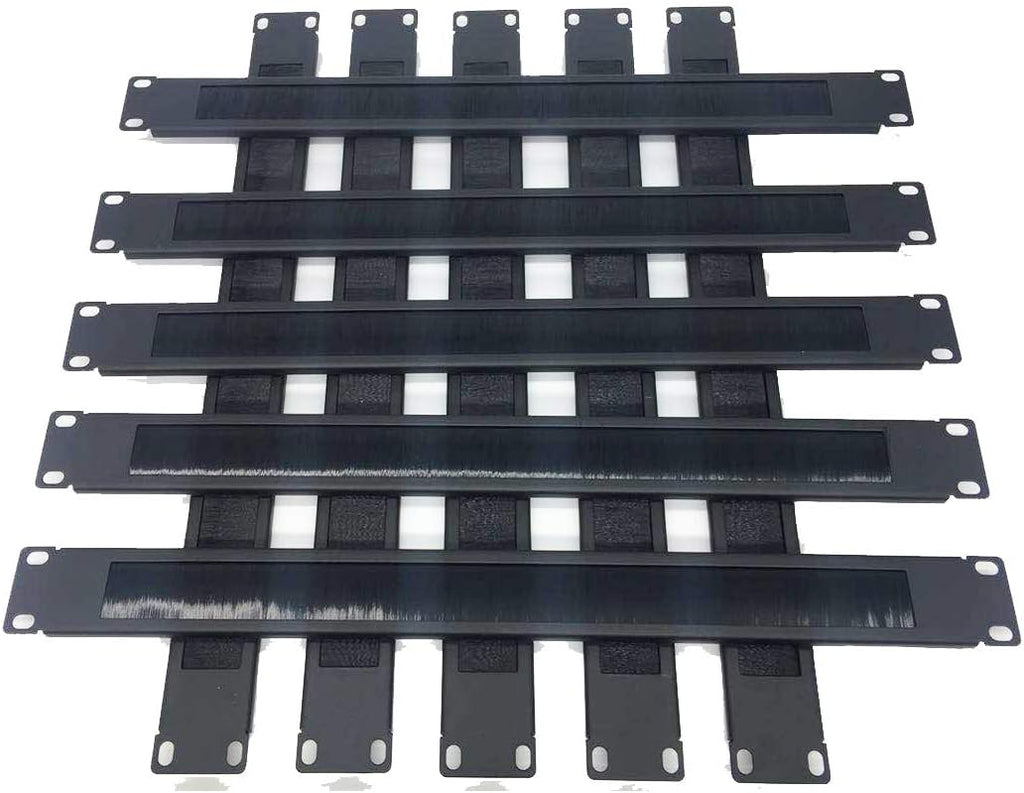 10 Pack 1U Horizontal Rack Mount Cable Management Panel with Cable Entry Brush for 19-Inch Rack Black F47453