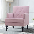Pink Tufted Velvet Club Chair with Wooden Legs D823590