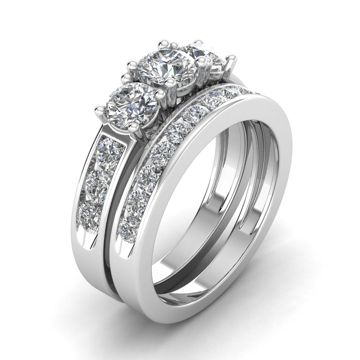 10k White Gold 3 Stone Ring B6431