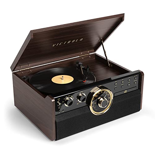 Mid-Century 6-in-1 Turntable with Built-in Speakers E8872