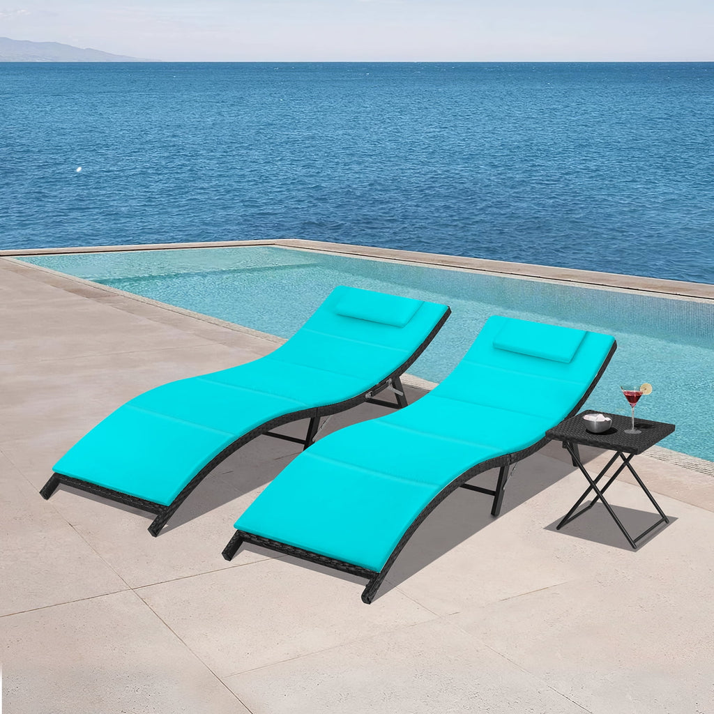 Blue Outdoor Chaise Lounge Chair Set B201875