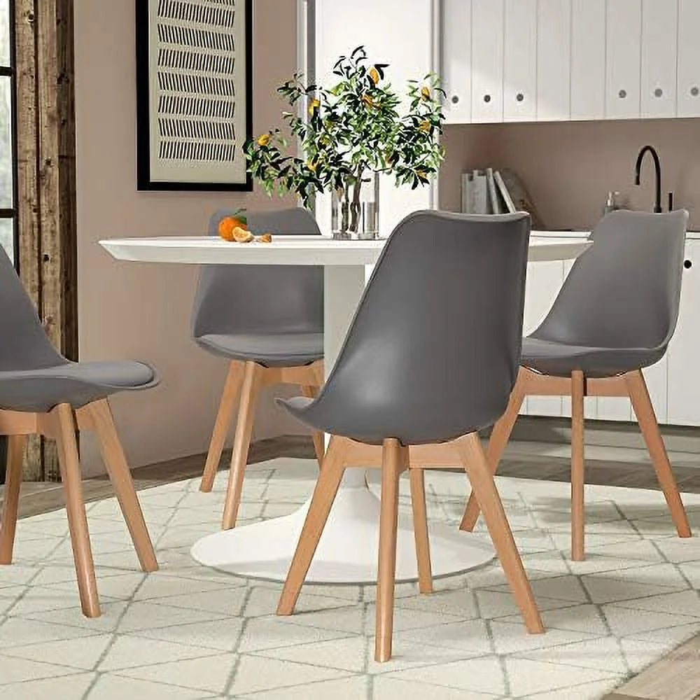 Upholstered Side Dining Chairs with Wood Leg and Soft Padded Cushion W723909