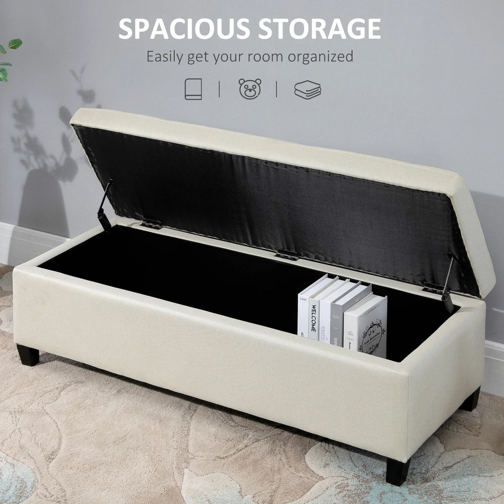 51" Tufted Linen Fabric Storage Bench S963