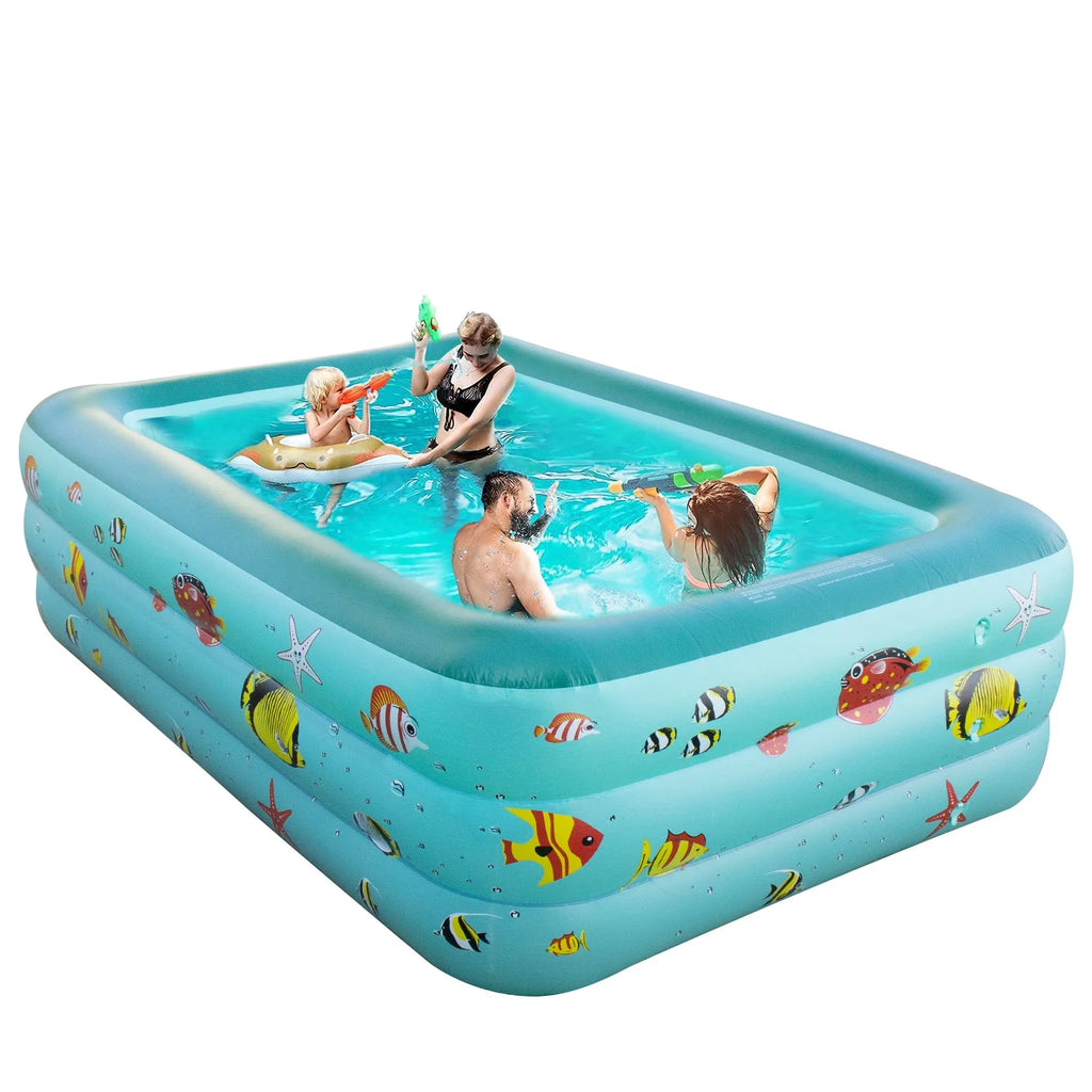 Inflatable Pool, 6.9 x 5 x 1.8 ft Rectangular N887512
