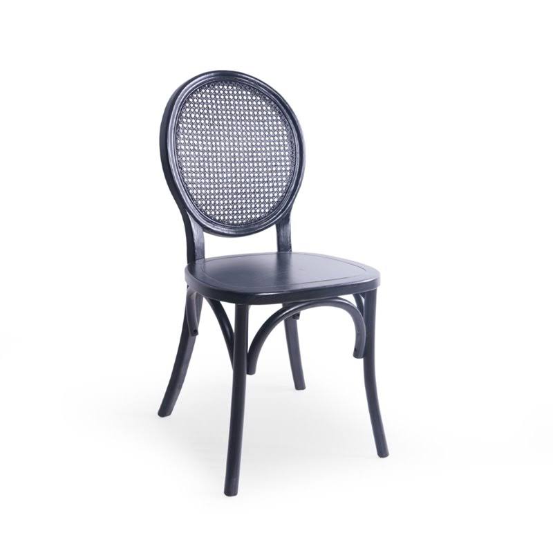Matte Black Elm Wood Dining Chair Set of 2 Q842127