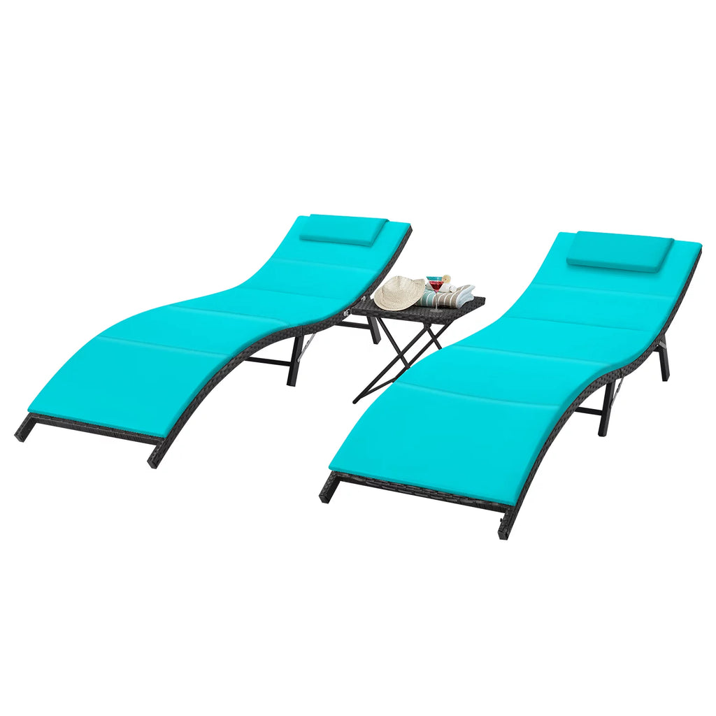 Blue Outdoor Chaise Lounge Chair Set B201875