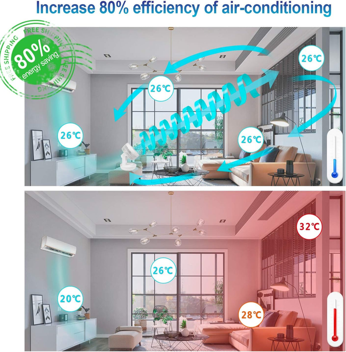 Quiet Air Circulator Fan DC Motor Desk Fan Auto Oscillating Fan With Remote 8 Speeds, 3 Modes, 8H Timer Cooling Table Fan G2479