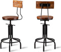 Brown Wood Metal Bar Stool Set of 2 Y555