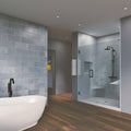 Matte Black Frameless Hinged Shower Door V190358