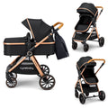 2 in 1 Convertible Baby Stroller Bassinet, Black F885