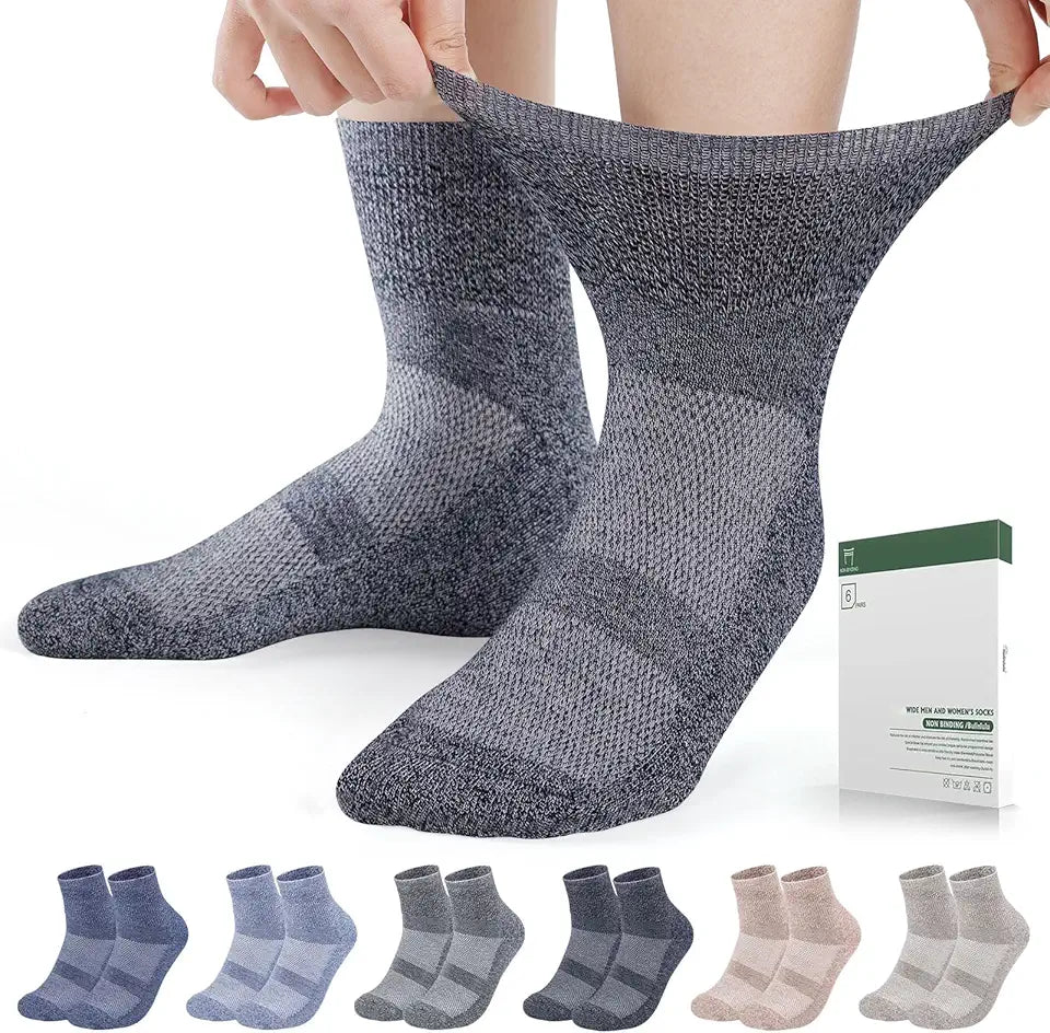 6 Pairs Bamboo Viscose Non Binding Ankle Diabetic Socks S25965
