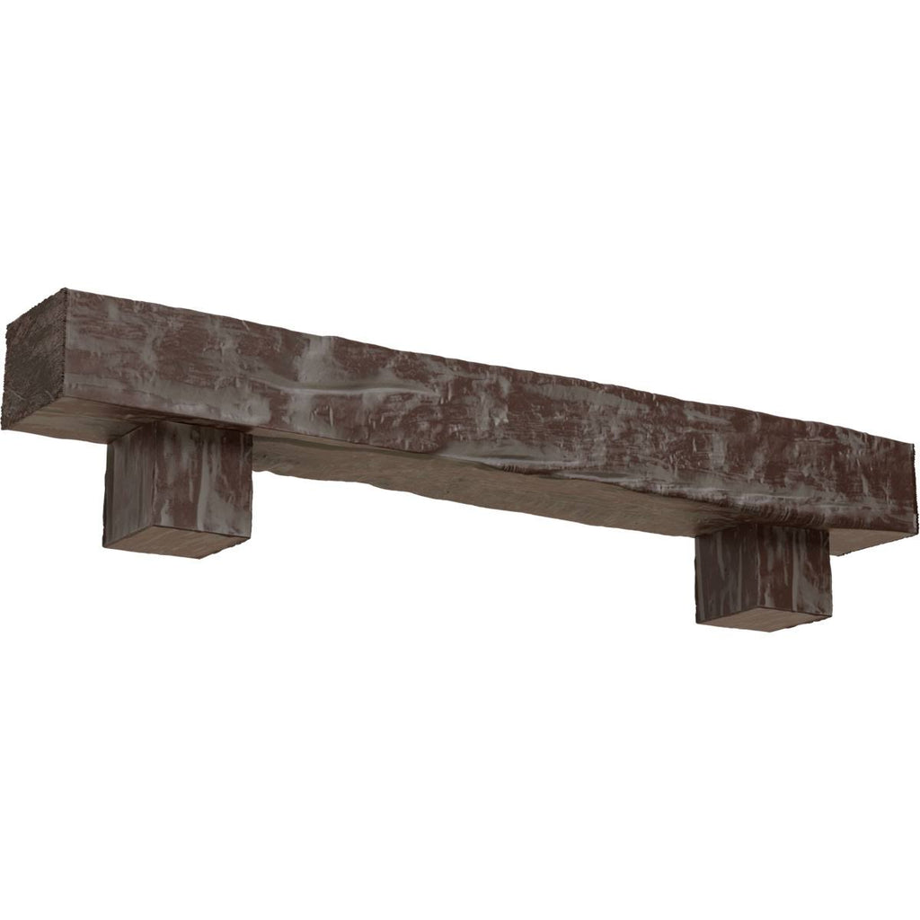 Aged Pecan Faux Wood Fireplace Mantel Kit with Corbels E82726
