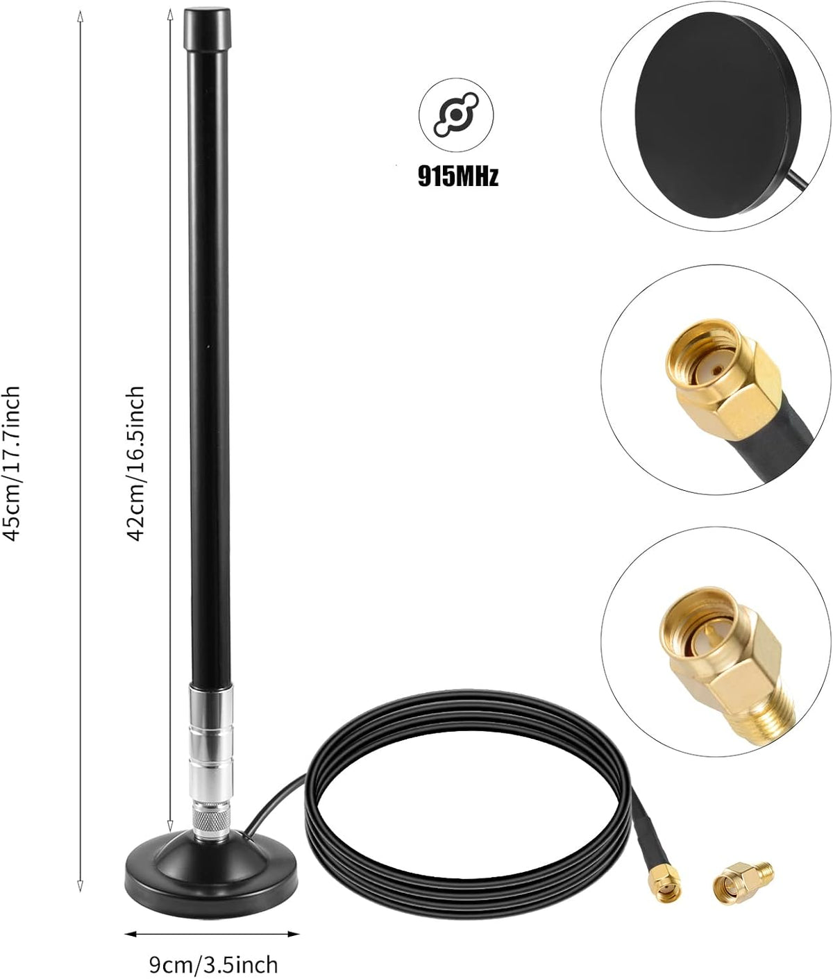 5.8dBi Magnet Base Mount 915MHz Lora Fiberglass Antenna with 10ft Cable V544