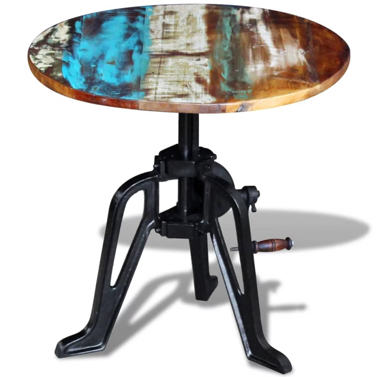 Solid Reclaimed Wood Cast Iron Side Table L64683