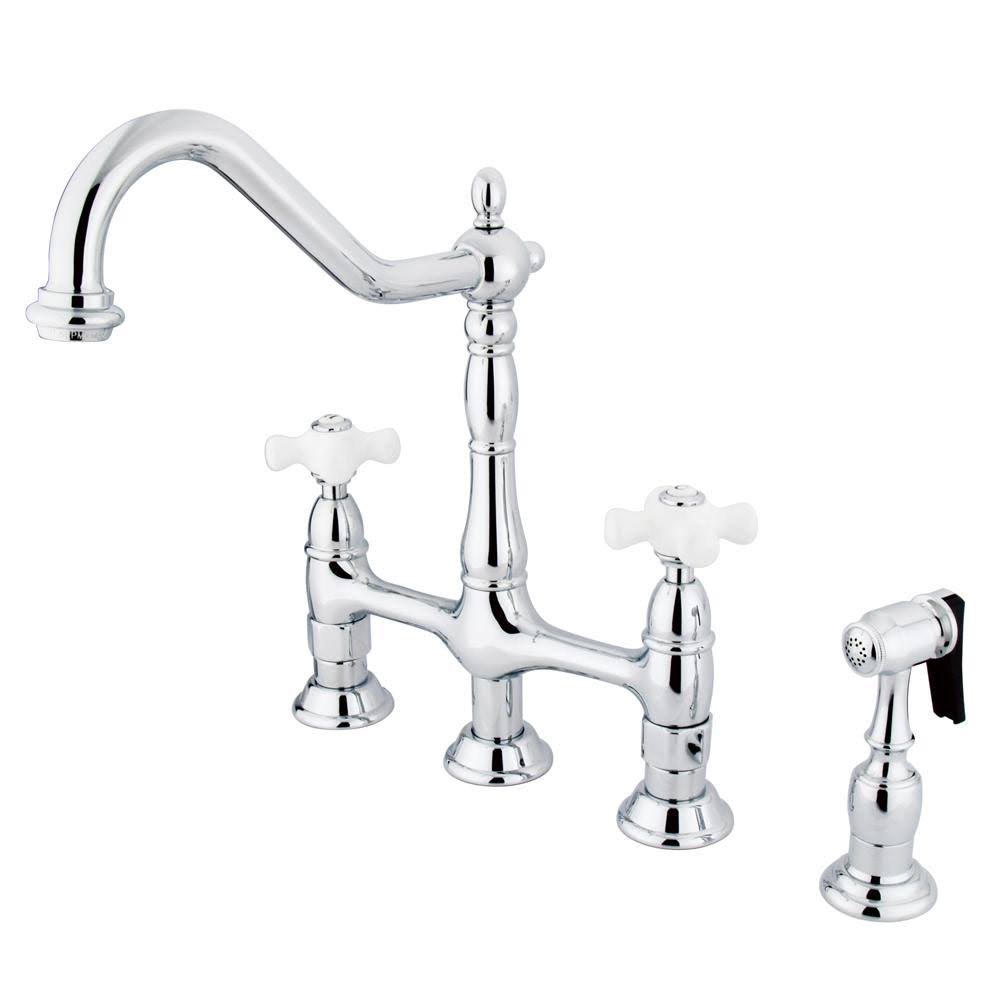 Polished Chrome Bridge Faucet with Side Spray F5186