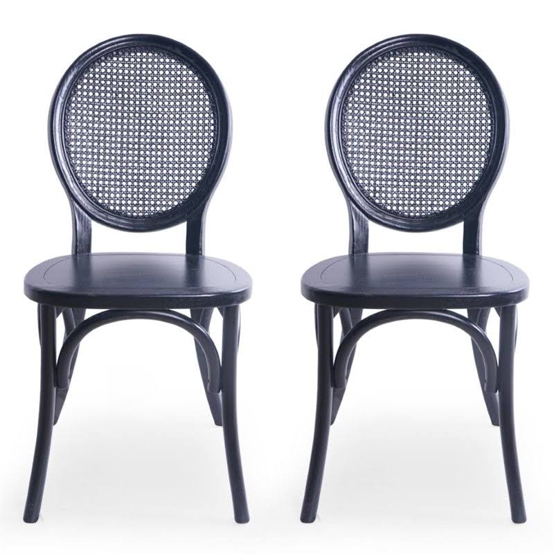 Matte Black Elm Wood Dining Chair Set of 2 Q842127