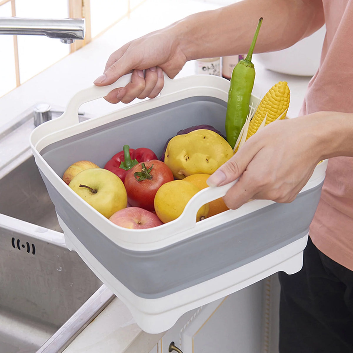 Silicone Collapsible Fruit Basket Sink Tub D85198