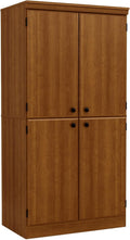 Pure Black 4-Door Storage Cabinet with Adjustable Shelves H91802